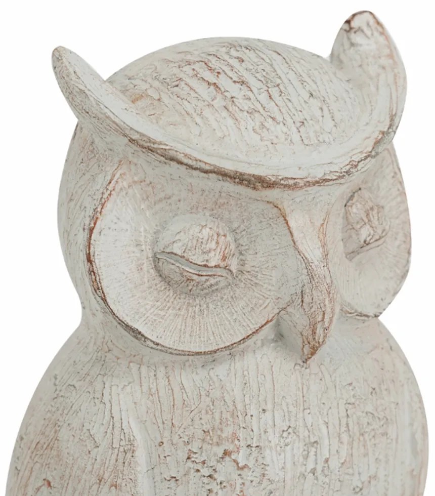 Artekko Owl Διακοσμητική Κουκουβάγια Ρητίνη Λευκή Πατίνα (15x13.5x30.5)cm - 72425