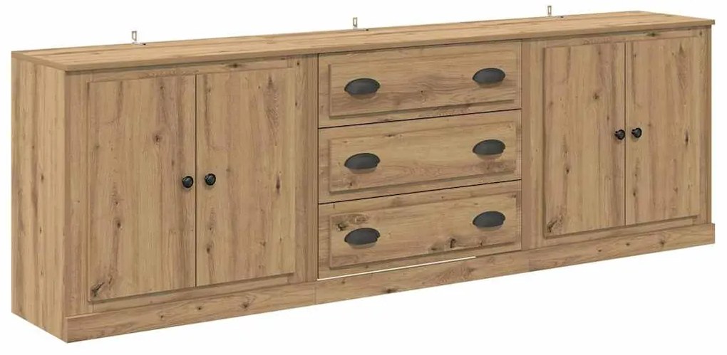 vidaXL Παραδοσιακά Πλευρικά Έπιπλα με συρτάρι 3 pcs Παλιό Ξύλο