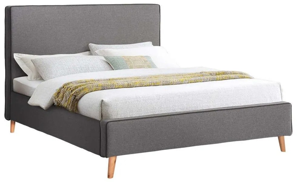 Κρεβάτι Indra HM662.01 Για Στρώμα 160x200cm Ρέλι Dark Grey &amp; Ύφασμα Grey Διπλό Wood, Fabric