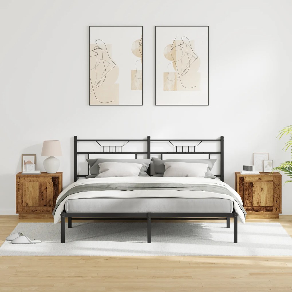 vidaXL Κομοδίνα με LED Φώτα 2 τμχ Παλιό Ξύλο 44x34,5x45 εκ