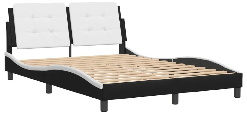 vidaXL Σκελετός Κρεβατιού Χωρίς Στρώμα Zadar Μαύρο/Λευκό 140x190εκ.Συνθ. Δέρμα