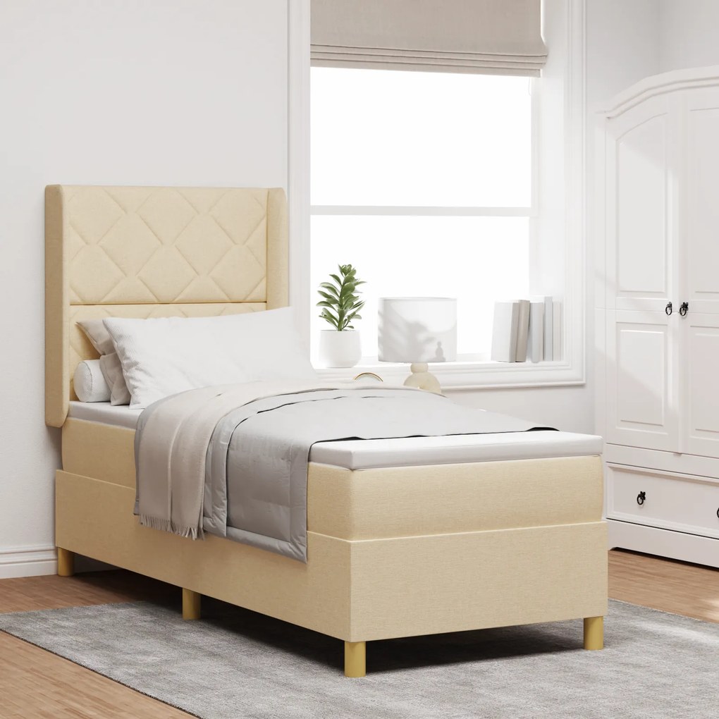vidaXL Κρεβάτι Box Spring με Στρώμα Κρεμ 80x200 εκ