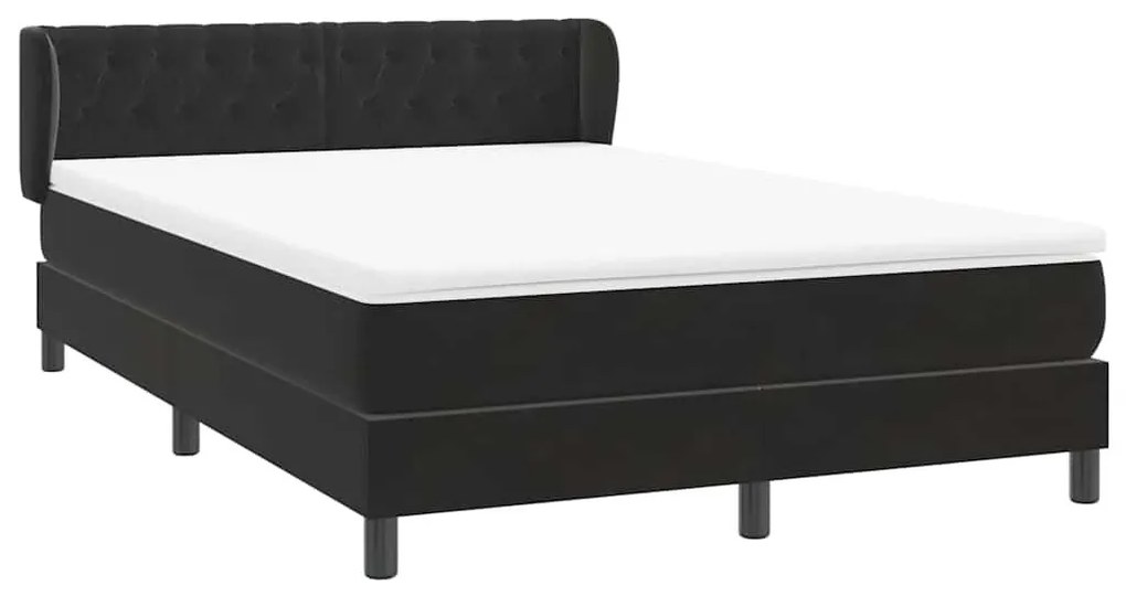 Κρεβάτι Boxspring με Στρώμα Μαύρο 160x210 εκ. Βελούδινο - Μαύρο