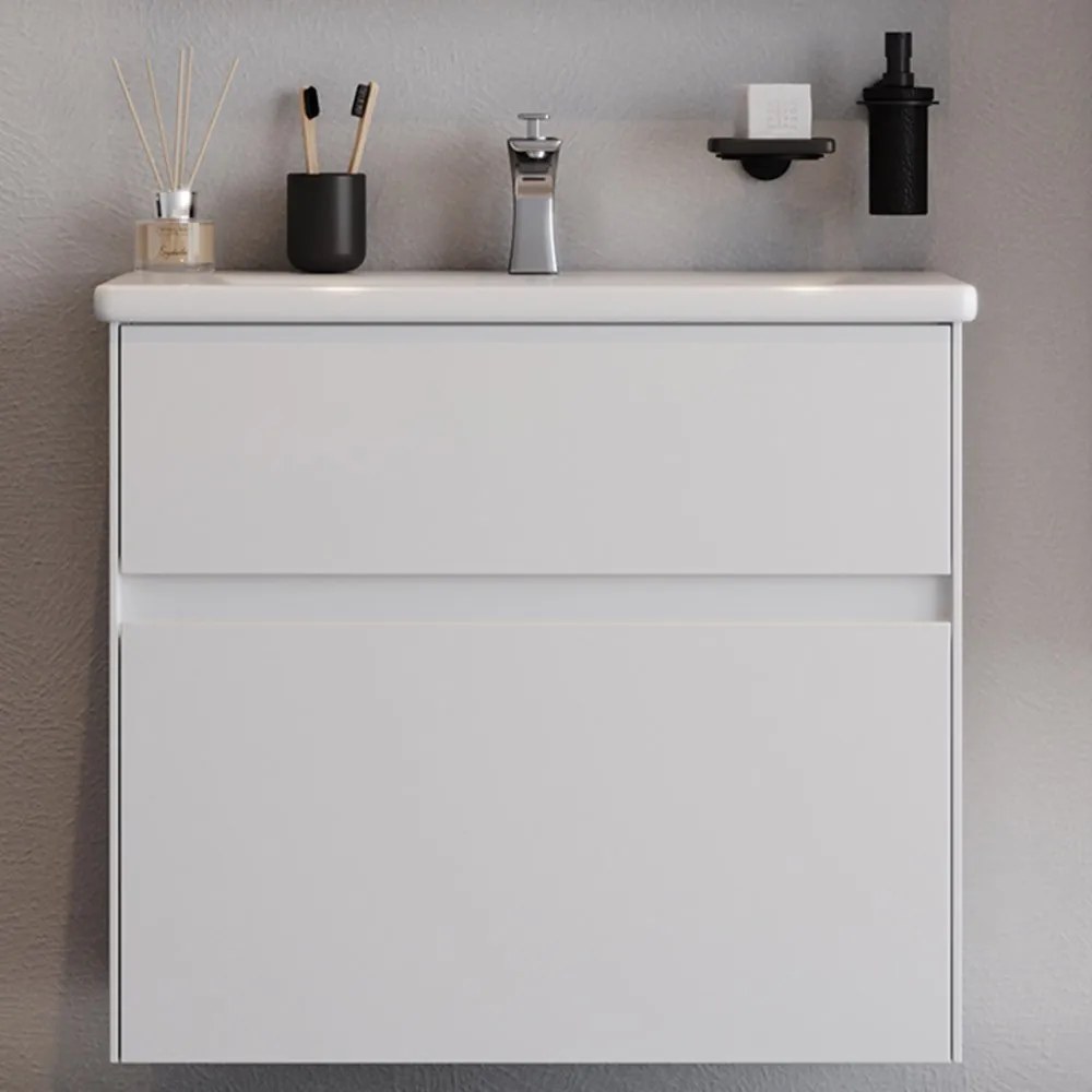 Έπιπλο Μπάνιου Πάγκος Με Νιπτήρα Malaga 80 S3BMAL080WHM 80×45.5×72cm White Κεραμικό,Mdf