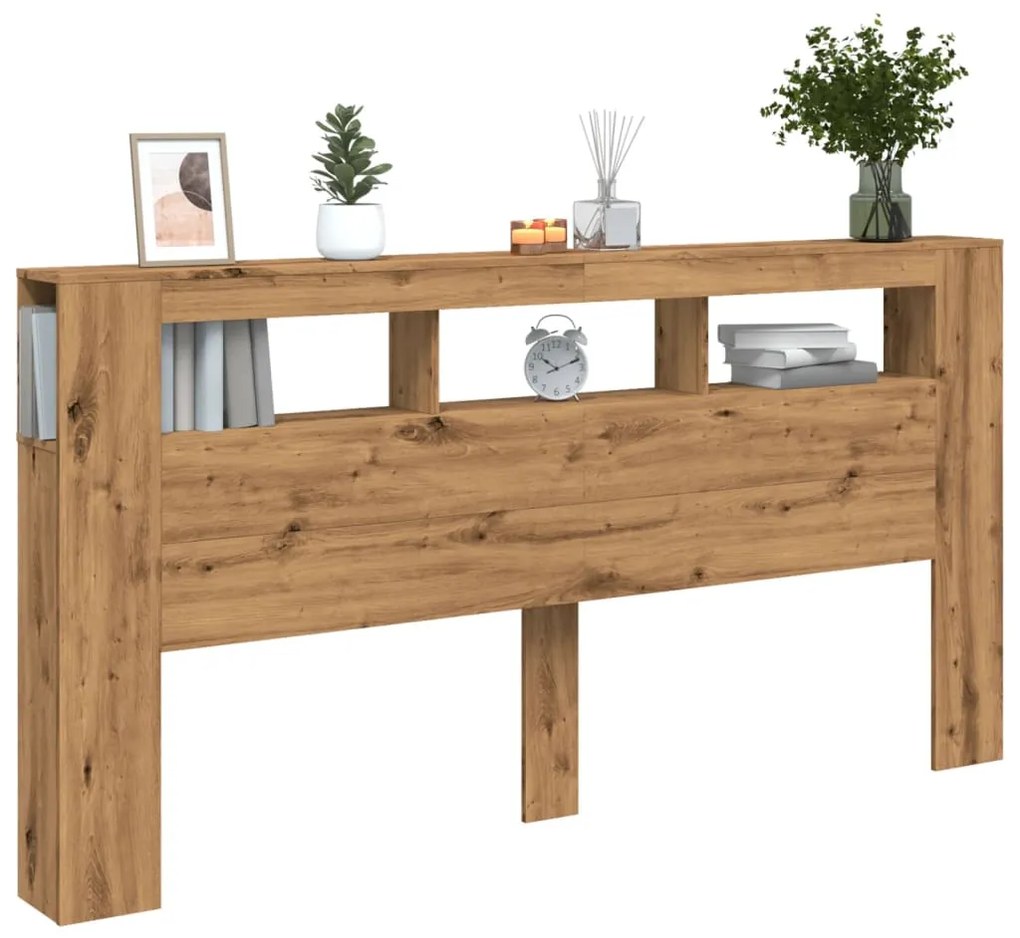 vidaXL LED κεφαλάρι Artisan Oak 200x18,5x103,5 cm Κατασκευασμένο ξύλο