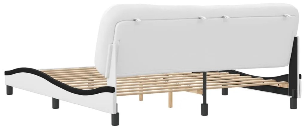 vidaXL Πλαίσιο κρεβατιού χωρίς Στρώμα Hvar Λευκό/Μαύρο 180x200εκ.Συνθ. Δέρμα