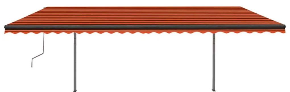 Τέντα Συρόμενη Χειροκίνητη με Στύλους Πορτοκαλί / Καφέ 3,5x2,5μ - Πολύχρωμο