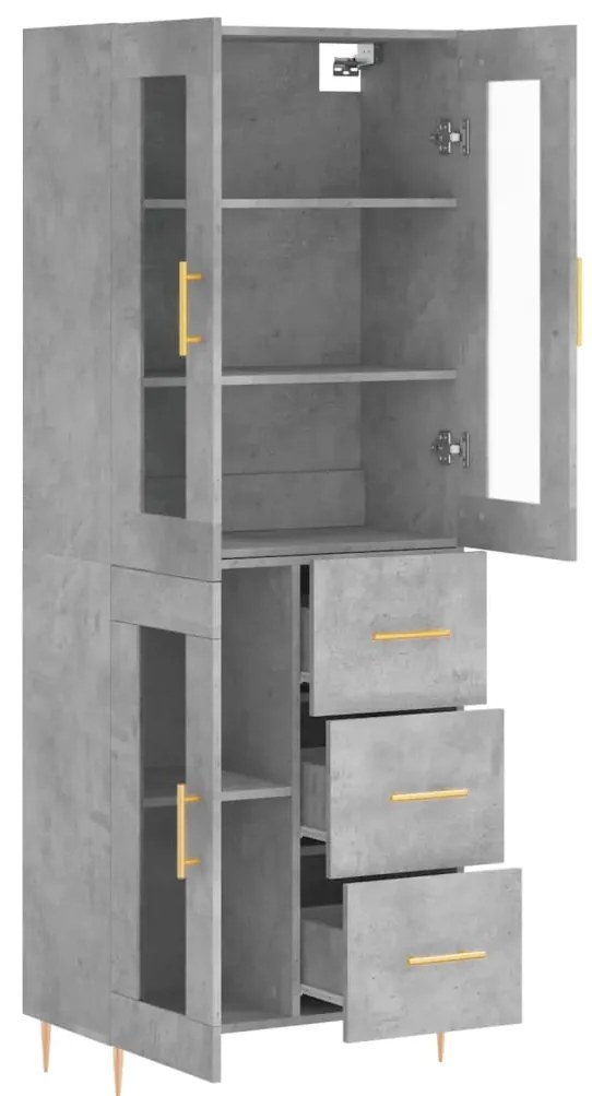 vidaXL Ντουλάπι Γκρι Σκυροδέματος 69,5x34x180 εκ. Επεξεργασμένο Ξύλο