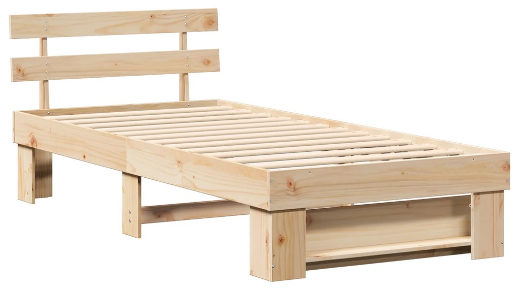 vidaXL Σκελετός Κρεβατιού Καφέ 90 x 190 cm Μασίφ ξύλο πεύκου
