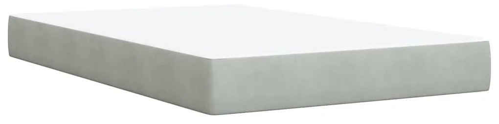 Κρεβάτι Boxspring με Στρώμα Ανοιχτό Γκρι 120x190 εκ. Βελούδινο - Γκρι