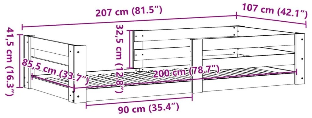 Σκελετός Κρεβ. Χωρίς Στρώμα Καφέ Κεριού 100x200 εκ Μασίφ Πεύκο - Καφέ