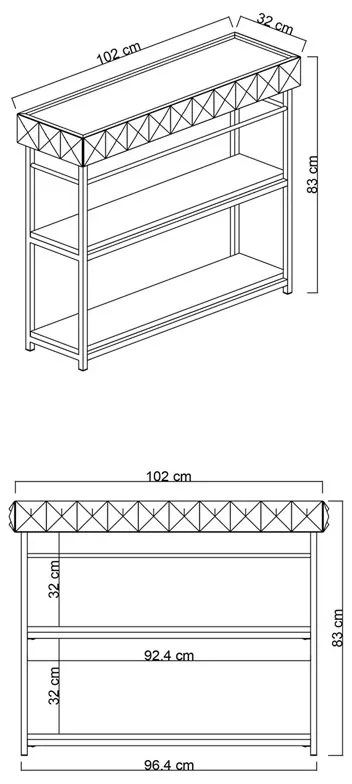 Κονσόλα PWF-0629 pakoworld λευκό-μαύρο 102x32x83εκ
