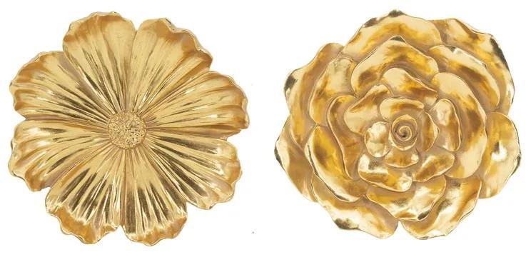 Artekko Διακοσμητικό τοίχου ΣΕΤ/2 χρυσά λουλούδια - Polyresin - 78738-GOLD-DS