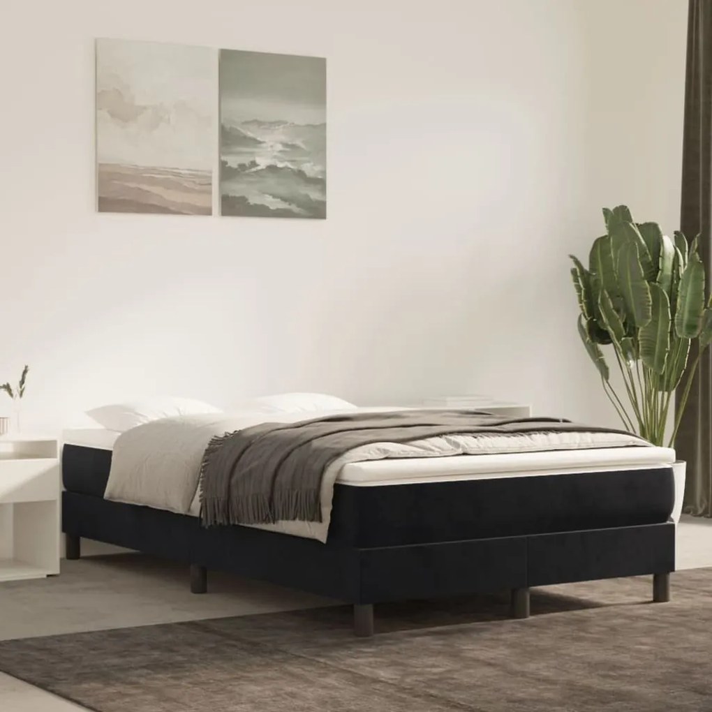 vidaXL Κρεβάτι Boxspring με Στρώμα Μαύρο 120x190 εκ. Βελούδινο