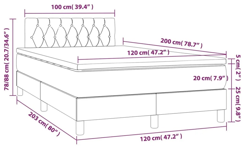 ΚΡΕΒΑΤΙ BOXSPRING ΜΕ ΣΤΡΩΜΑ ΣΚΟΥΡΟ ΓΚΡΙ 120X200 ΕΚ. ΥΦΑΣΜΑΤΙΝΟ 3140282