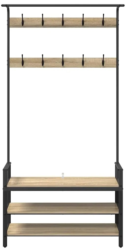 vidaXL Κρεμάστρα Δρύς Sonoma 95 x 34 x 184 εκ Επεξεργασμένο ξύλο