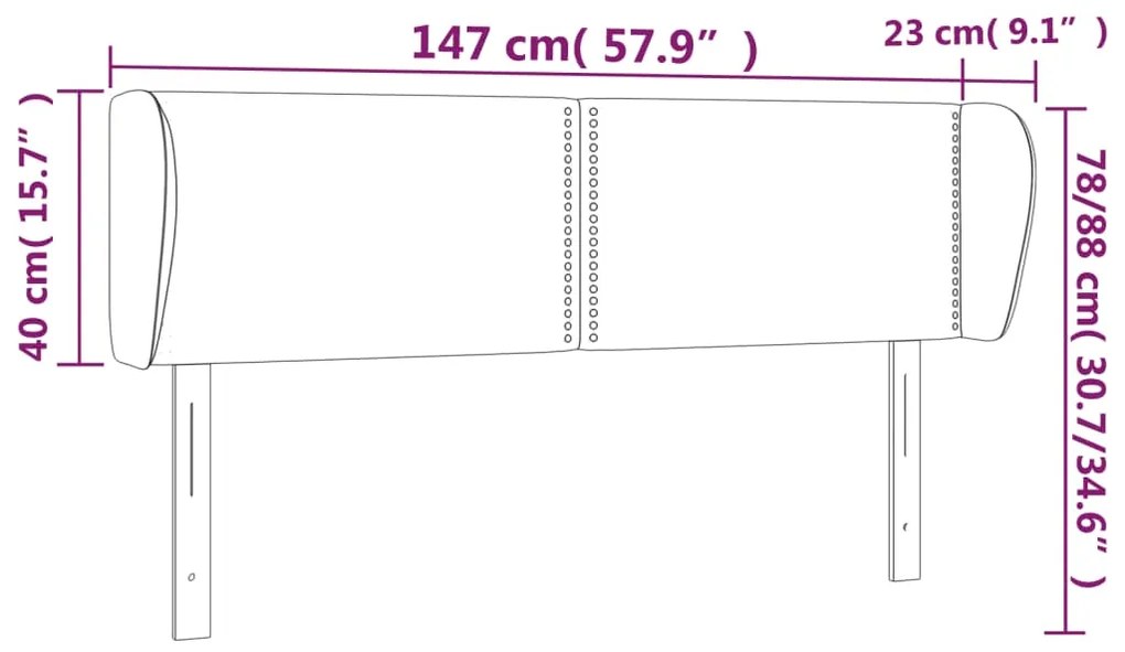 Κεφαλάρι με Πτερύγια Σκούρο Καφέ 147 x 23 x 78/88εκ. Υφασμάτινο 3117005