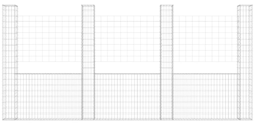 vidaXL Συρματοκιβώτιο σε U Σχήμα με 5 Στύλους 500x20x200 εκ Σιδερένιο