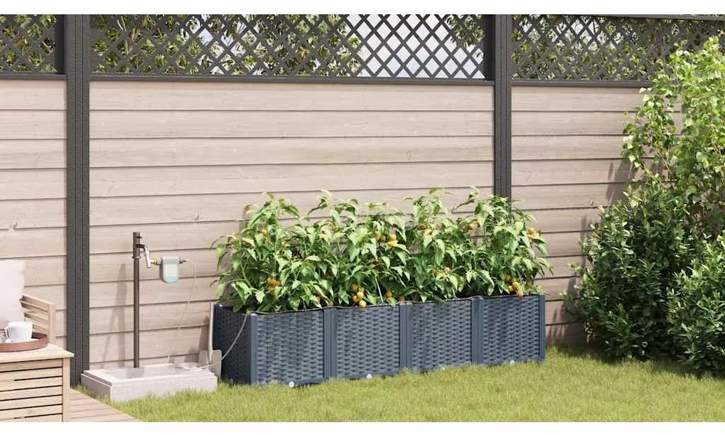 vidaXL Ζαρντινιέρες κήπου Ανοιχτό γκρι 160 x 40 x 37.5 cm Ατσάλι