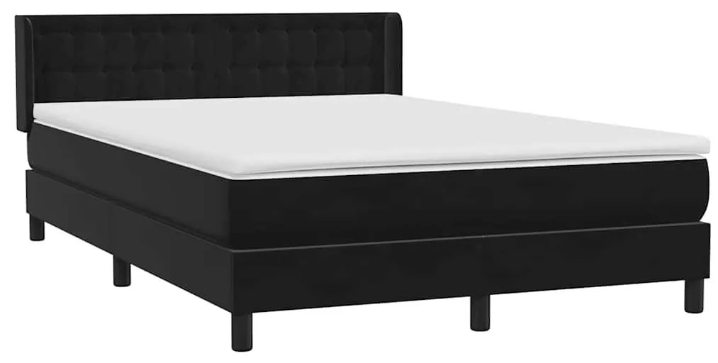 Κρεβάτι Boxspring με Στρώμα Μαύρο 160x210 εκ. Βελούδινο - Μαύρο