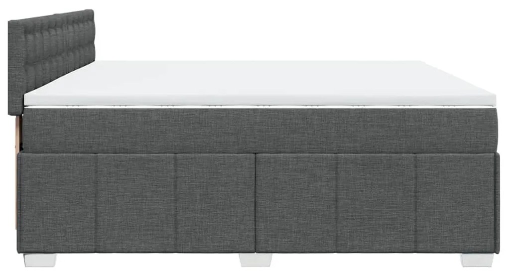 Κρεβάτι Boxspring με Στρώμα Σκούρο Γκρι 200x200 εκ. Υφασμάτινο - Γκρι