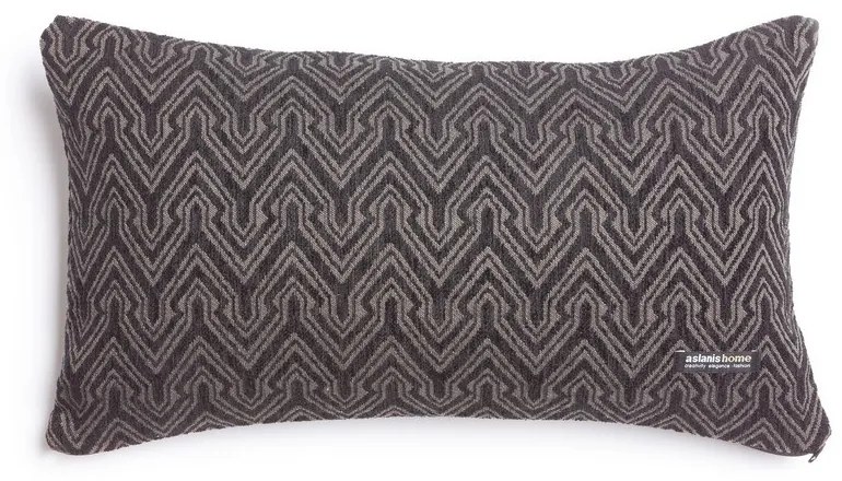 Μαξιλαροθήκη Διακοσμητική Tymfi Classic Black-Beige Aslanis Home 30X50 Βαμβάκι-Chenille