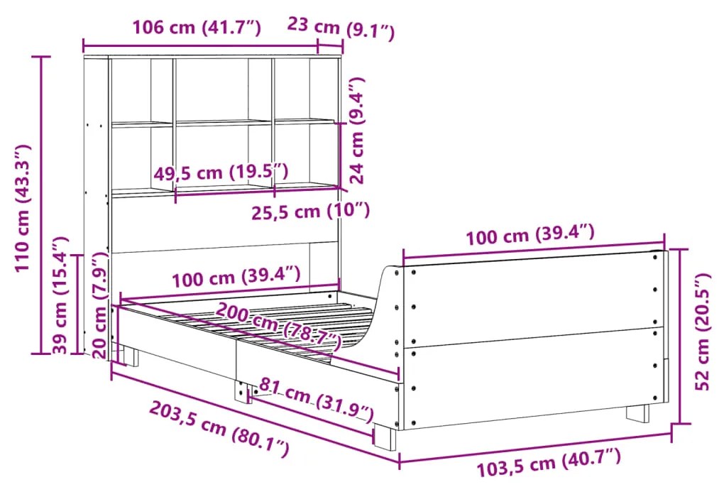 ΣΚΕΛΕΤΟΣ ΚΡΕΒΑΤΙΟΥ ΧΩΡΙΣ ΣΤΡΩΜΑ ΛΕΥΚΟ 100X200 ΕΚ. ΜΑΣΙΦ ΠΕΥΚΟ 3323696