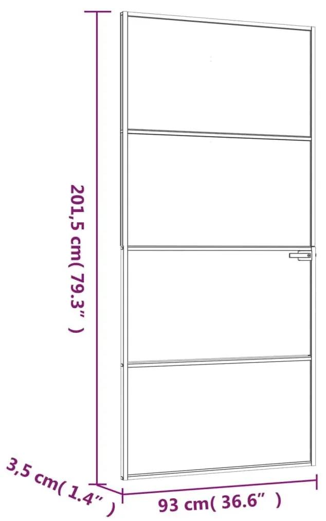 Εσωτερική Πόρτα 93x201,5 εκ. Ψημένο Γυαλί και  Λεπτό Αλουμίνιο - Μαύρο