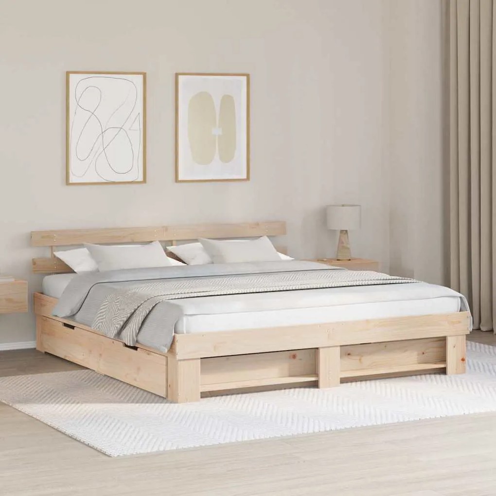vidaXL Σκελετός Κρεβατιού Καφέ 180 x 200 cm Μασίφ ξύλο πεύκου