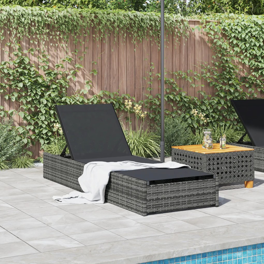 vidaXL Ξαπλώστρα Γκρι 60x200x27 εκ. Συνθετικό ρατάν
