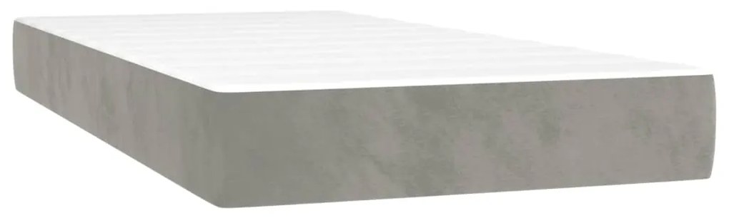 vidaXL Κρεβάτι Boxspring με Στρώμα Ανοιχτό Γκρι 90x200 εκ. Βελούδινο