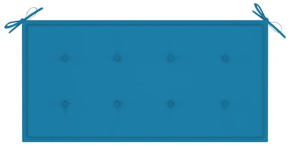 vidaXL Παγκάκι Κήπου 112 εκ. από Μασίφ Ξύλο Teak με Μπλε Μαξιλάρι