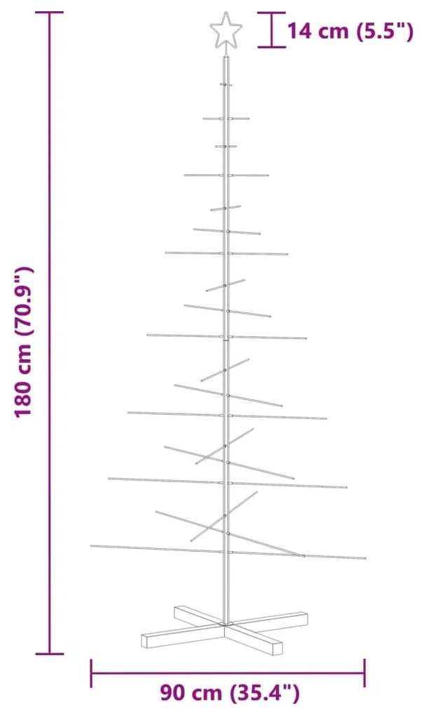vidaXL Χριστουγεννιάτικο Δέντρο Μαύρο 180 εκ. Μέταλλο με Ξύλινη Βάση