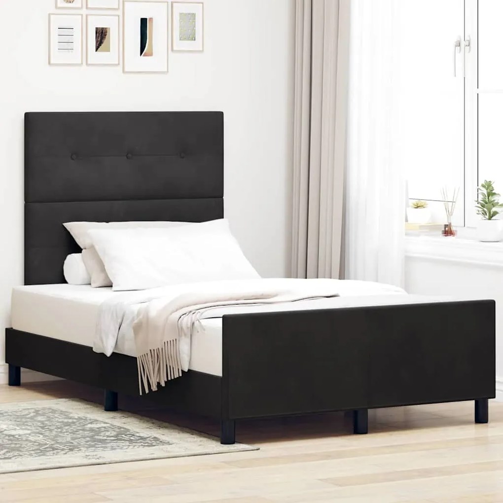 vidaXL Σκελετός Κρεβατιού με κεφαλάρι Μαύρο 120 x 200 cm Βελούδο