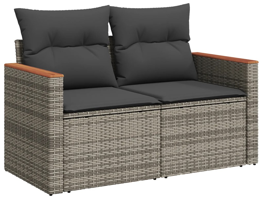 vidaXL Set Κήπου 10 Τεμαχίων με Γκρι Μαξιλάρια Πολυ-ράταν Ακακία