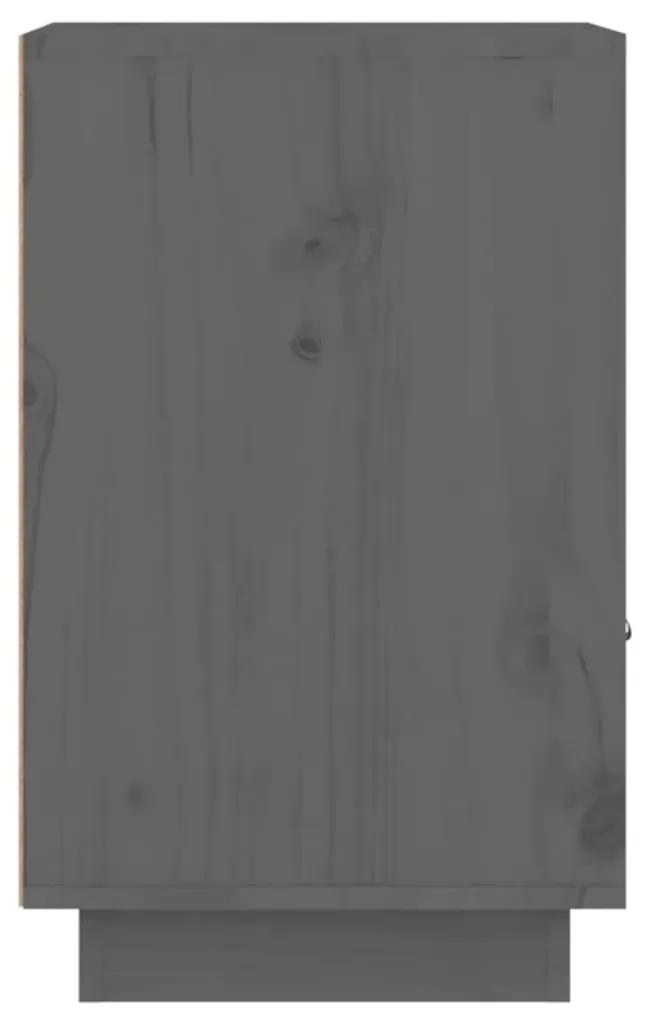 Κομοδίνα 2 τεμ. Γκρι 40x34x55 εκ. από Μασίφ Ξύλο Πεύκου - Γκρι