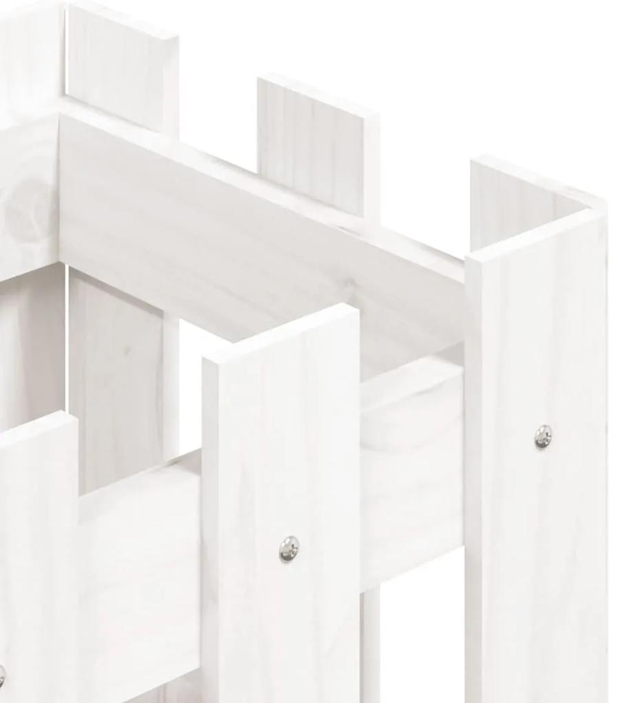 Ζαρντινιέρα με Σχέδιο Φράχτη Λευκή 30x30x30 εκ. Μασίφ Πεύκο - Λευκό