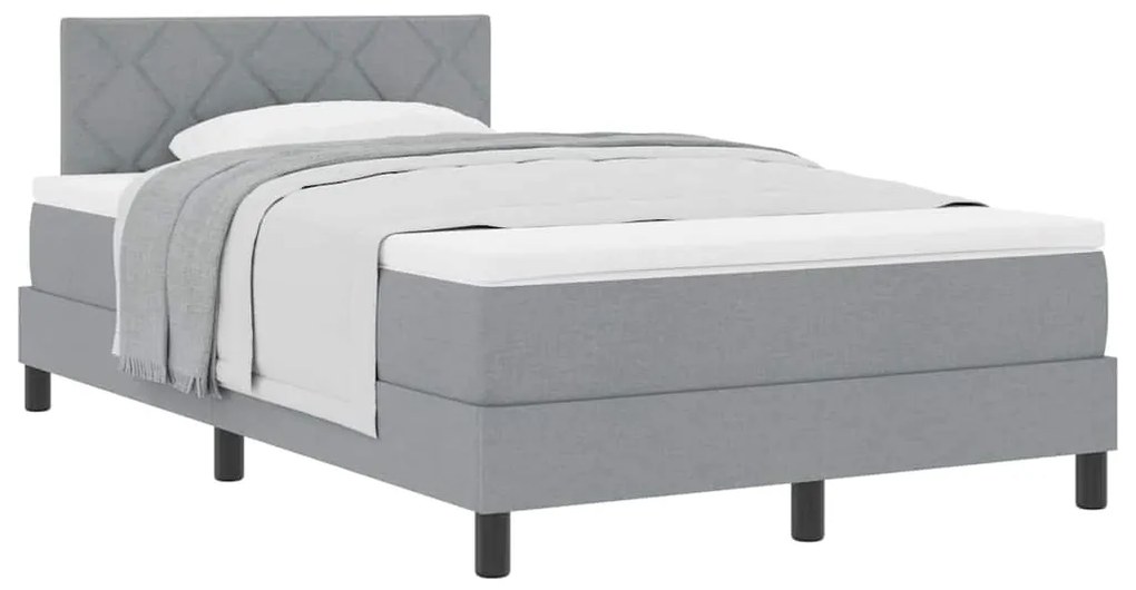 vidaXL Κρεβάτι box spring με στρώμα Ανοιχτό γκρι 120 x 190 cm ύφασμα