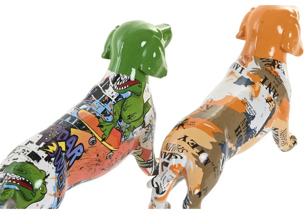 Διακοσμητική Φιγούρα Home ESPRIT Κίτρινο Πράσινο Πολύχρωμο Σκύλος 20 X 6 X 11,5 CM (x2)