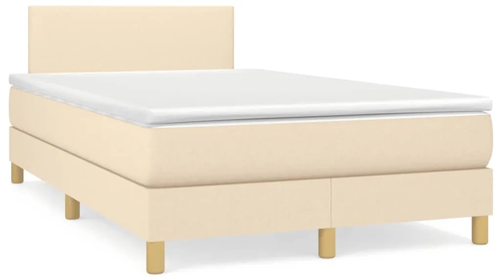 vidaXL Κρεβάτι Boxspring με Στρώμα Κρεμ 120x190 εκ. Υφασμάτινο