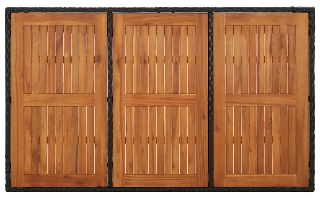 vidaXL Τραπέζι Κήπου με Ξύλινη Επιφάνεια Μαύρο 150x90x75 εκ Συνθ Ρατάν