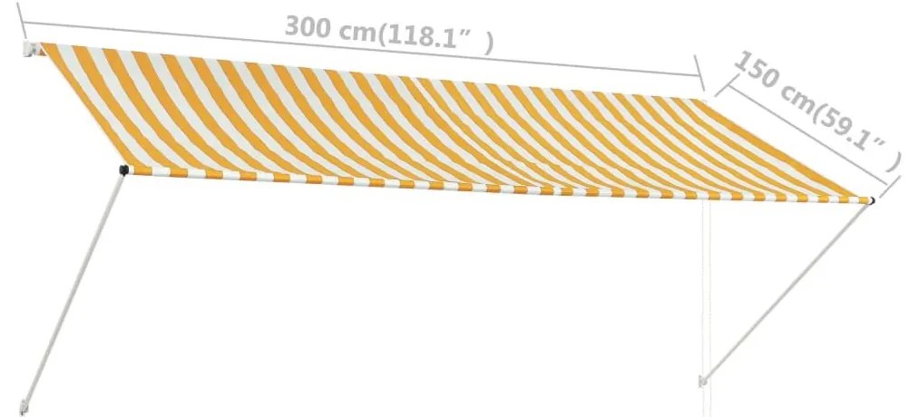 Τέντα Συρόμενη Κίτρινο / Λευκό 300 x 150 εκ. - Κίτρινο