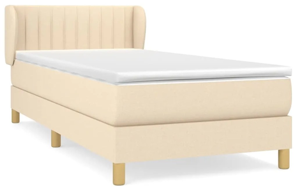 vidaXL Κρεβάτι Boxspring με Στρώμα Κρεμ 100 x 200 εκ. Υφασμάτινο