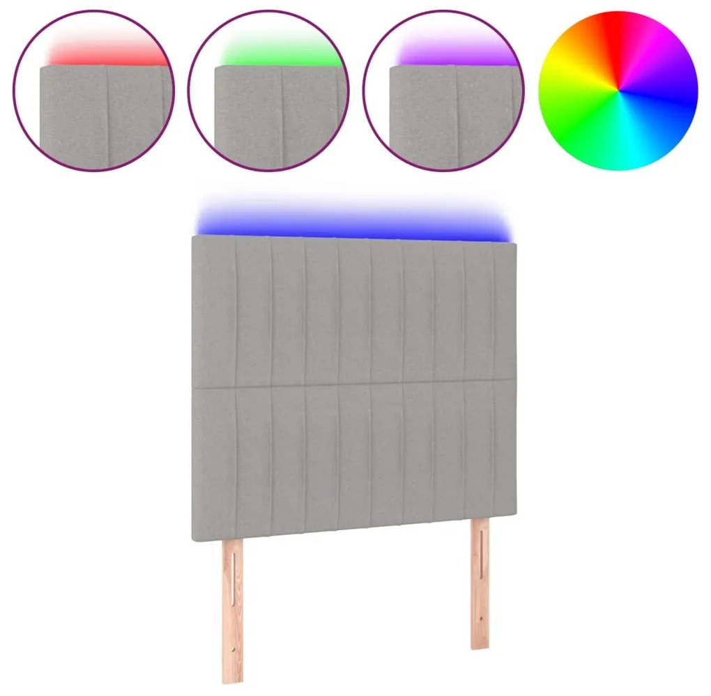 vidaXL Κεφαλάρι Κρεβατιού LED Ανοιχτό Γκρι 100x5x118/128εκ. Υφασμάτινο