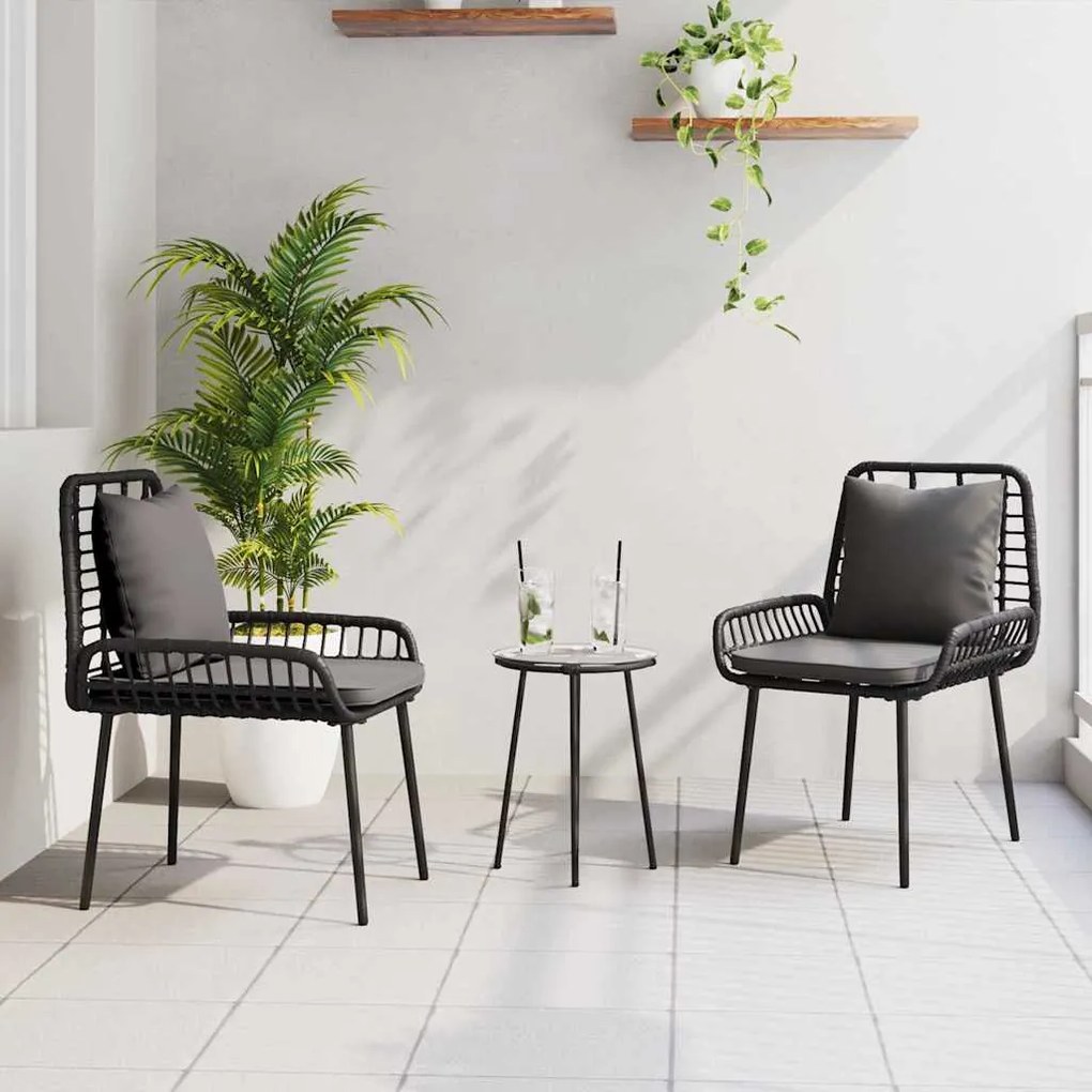 vidaXL Σέτ φαγητού για κήπο 3 pcs Μαύρο, Ανθρακί 35 x 35 x 45 εκ