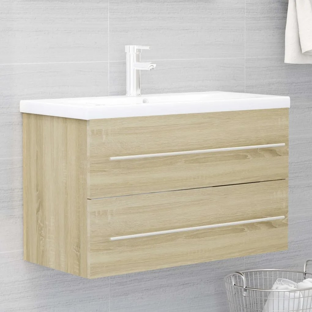 vidaXL Ντουλάπι Νιπτήρα Sonoma Δρυς 80 x 38,5 x 48 εκ. από Μοριοσανίδα