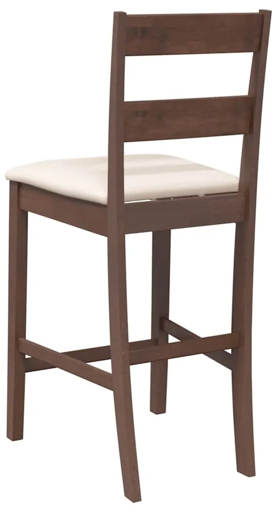 vidaXL σκαμπό μπαρ με μαξιλάρια 2 τεμάχια καφέ μασίφ ξύλο καουτσούκ