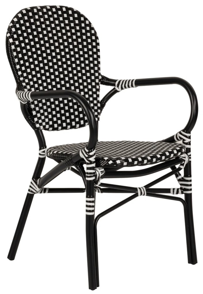 Καρέκλα Κήπου ArteLibre BOALI Μαύρο/Λευκό Αλουμίνιο/Rattan 41x45x92cm-14840005