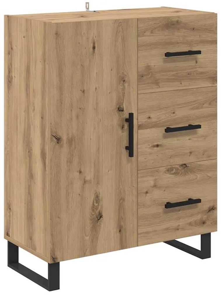 vidaXL Highboard με συρτάρι 2 pcs Artisan Oak Σύνθετο Ξύλο και Γυαλί