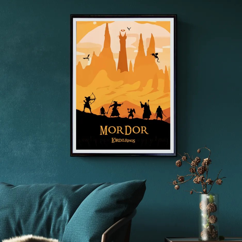 Πόστερ &amp; Κάδρο The Lord of the Rings Mordor MV127 30x40cm Μαύρο Ξύλινο Κάδρο (με πόστερ)